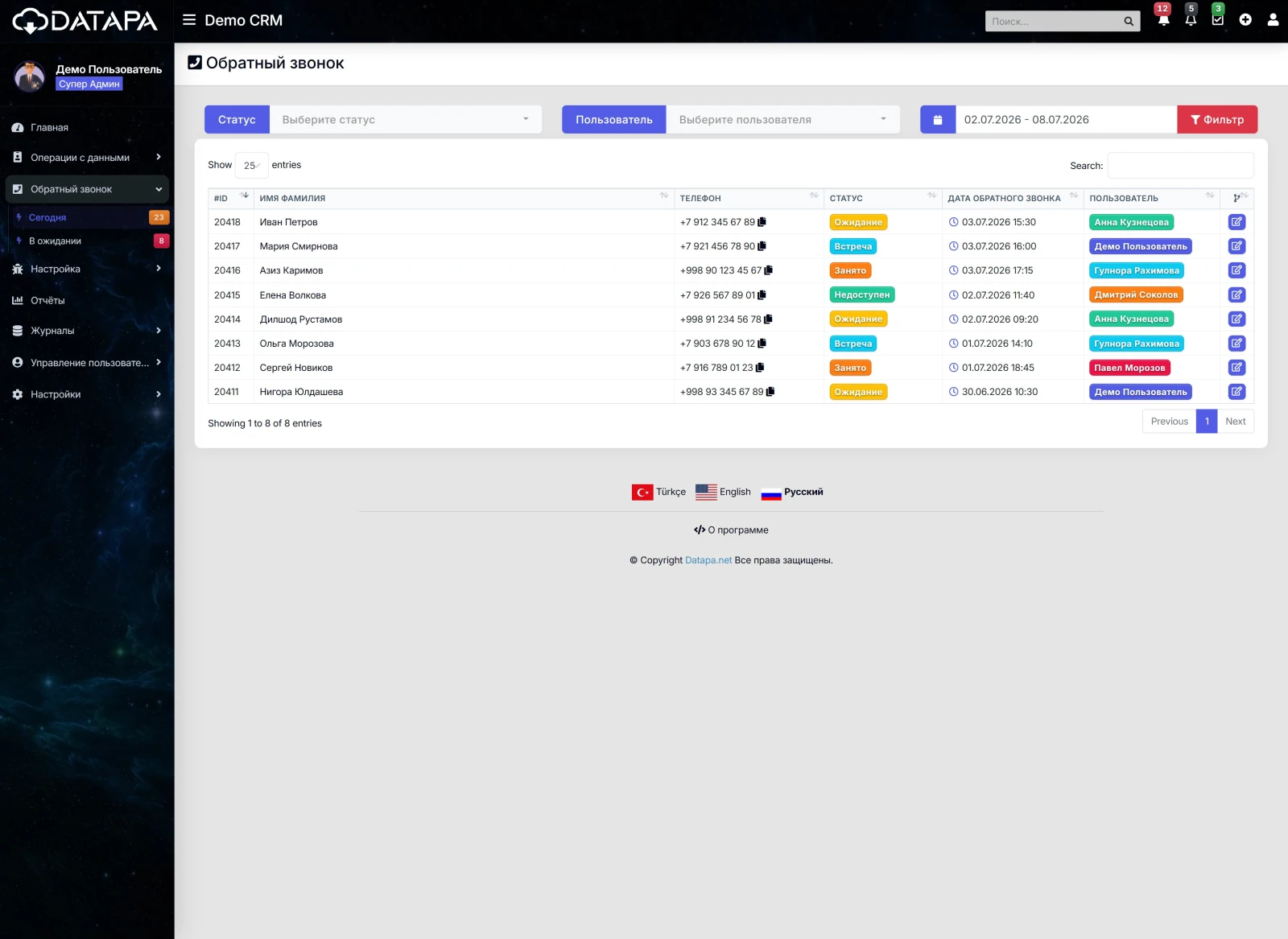 Crm-Система Для Медицинского Туризма — Интеграция С Meta, Google Ads И Tiktok — Галерея проекта 5