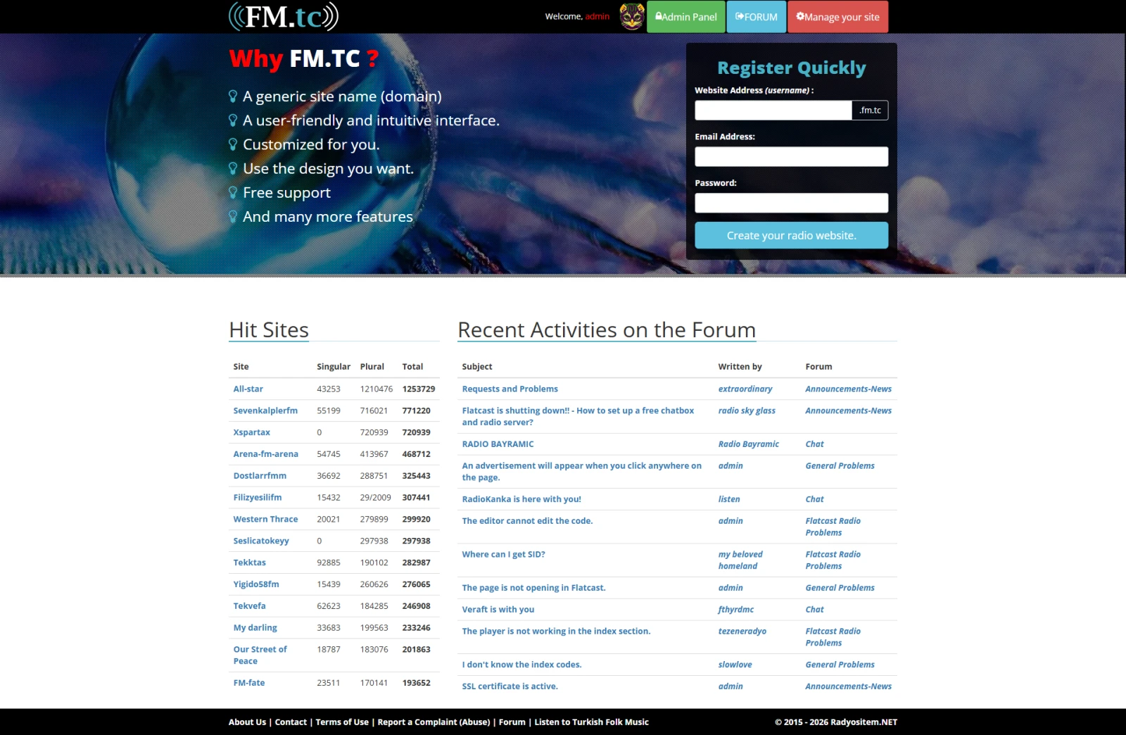 Radyositem.net | Saas-Based Professional Radio Website Platform